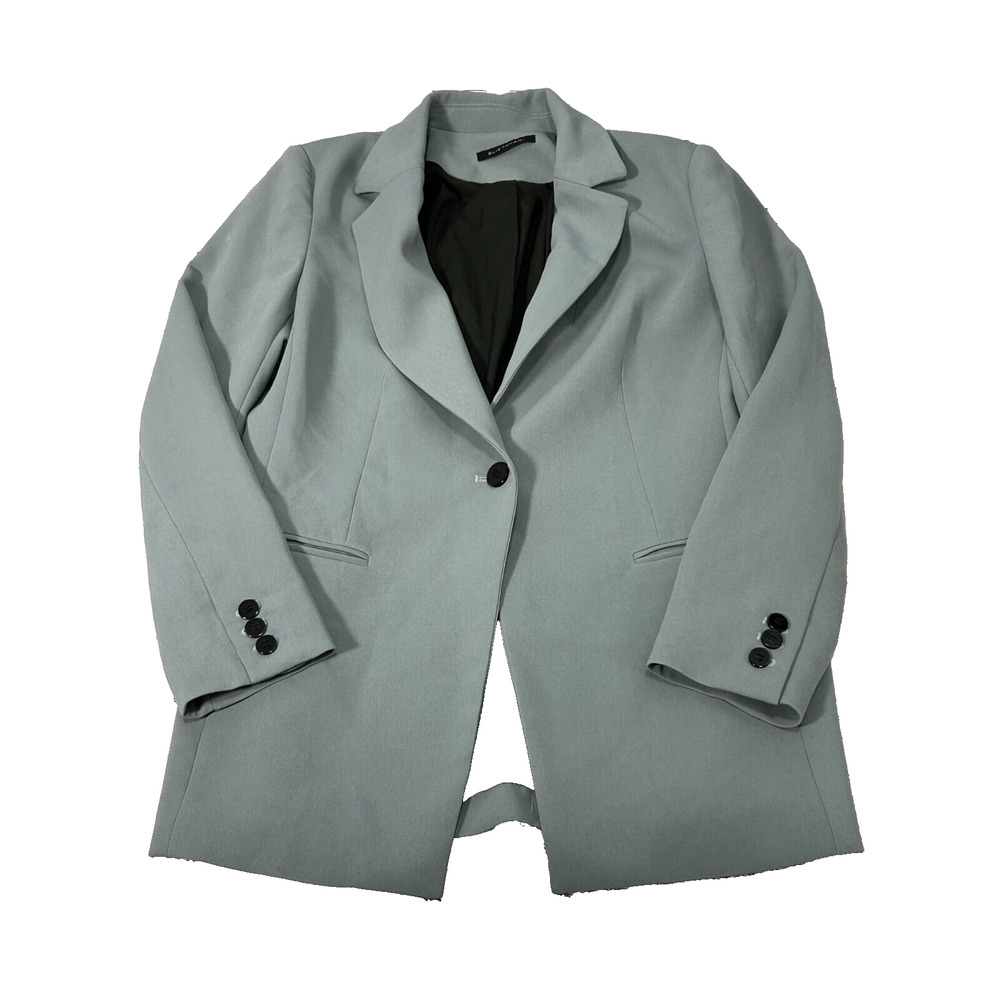 Elie Tahari Women's Gray Long Sleeve Notch Lapel One Button Blazer Jacket Size 8